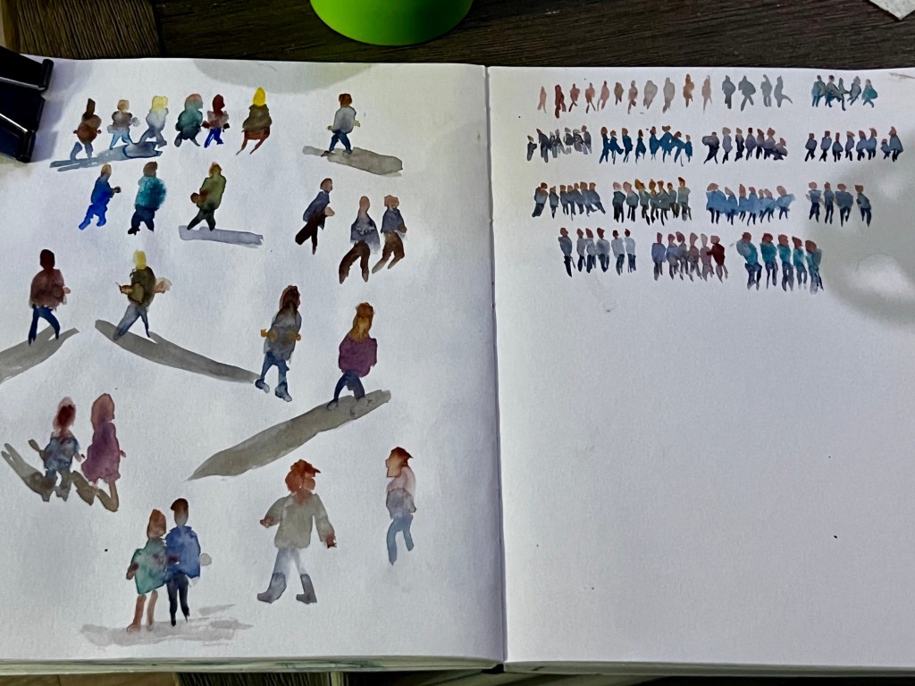 Minimalistic watercolor figures